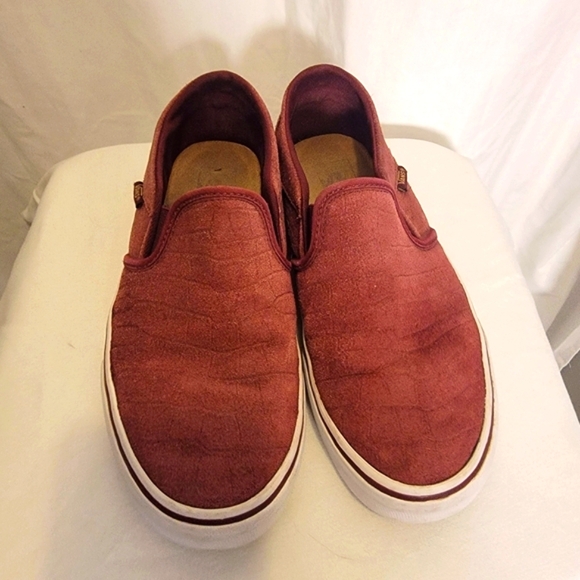 Vans Asher Burgundy Slip-On Loafers - Picture 1 of 8